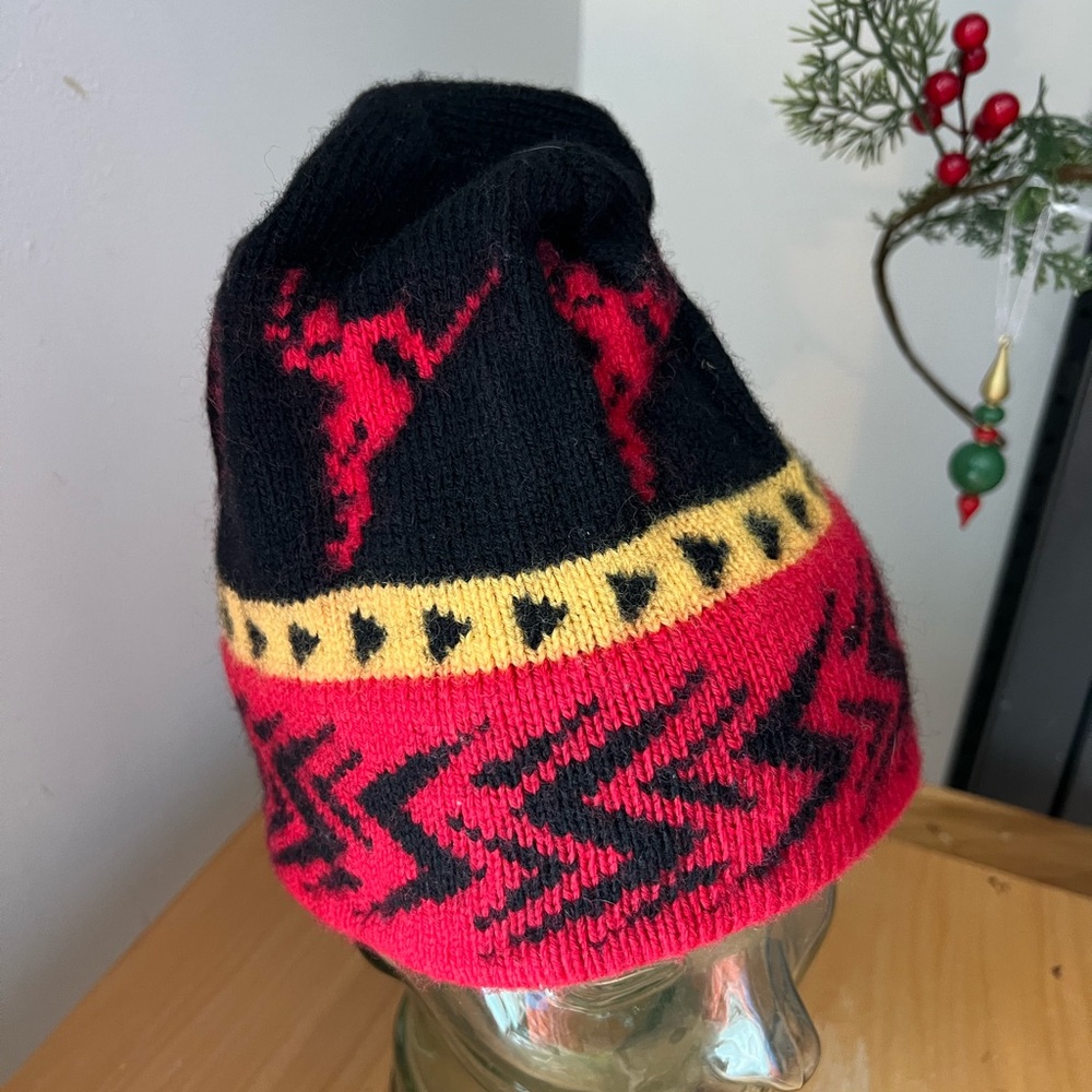 Vibrant Pink and Brown Knit Beanie